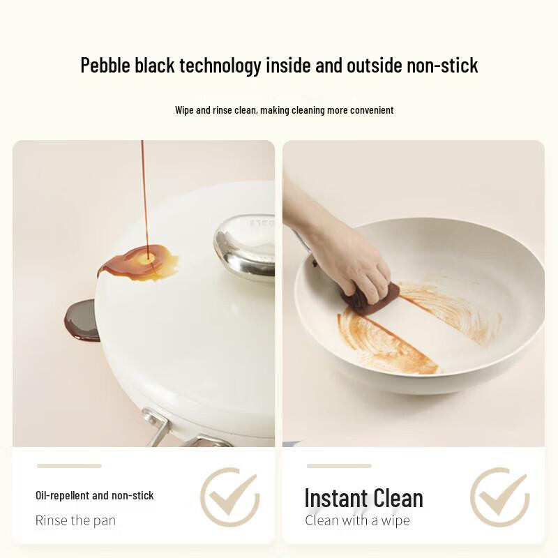 Velosan White Magnolia Maifan Stone Non-stick Frying Pan