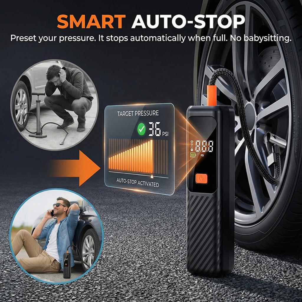 Tire Inflator 150 PSI Portable Air Compressor with Digital Pressure Gauge Air Pump for Car Motorcycle Bicycle Balls and More