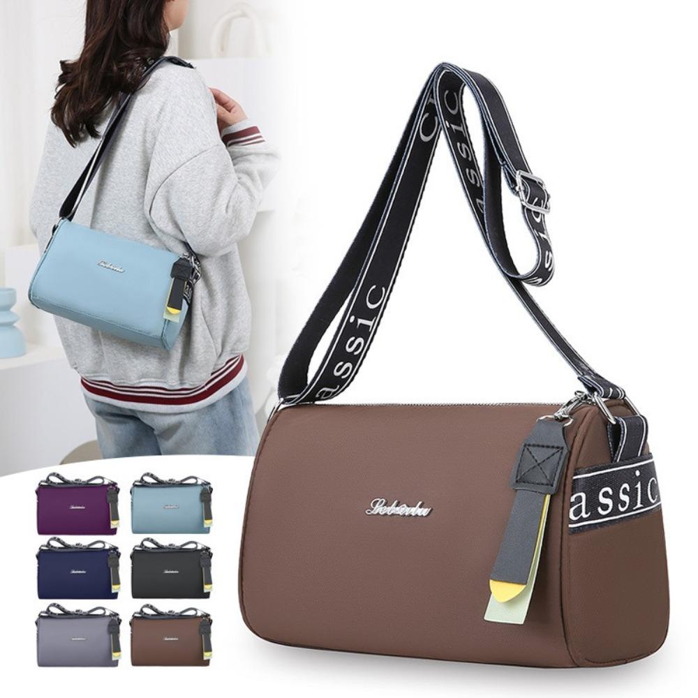 

Large Capacity Nylon Shoulder Bag Solid Color Sports Crossbody Bag Zipper Dumpling Bag Girls світло-синій колір