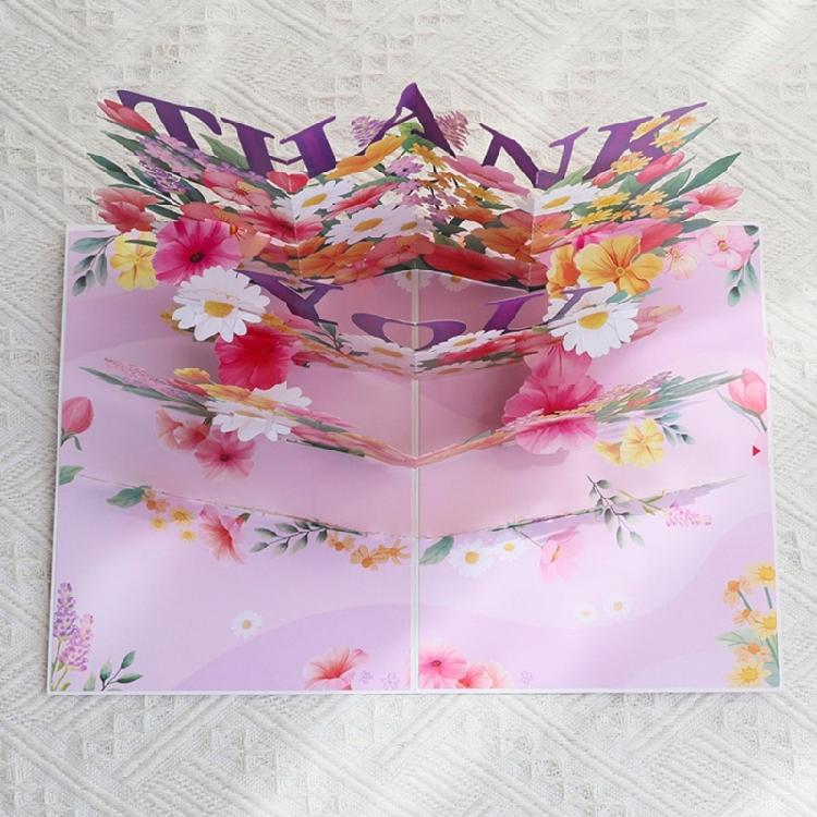 Handmade 3D Popup Card Eye Catching 3D Popup Thank You Greeting Card for Birthdays and Special Event