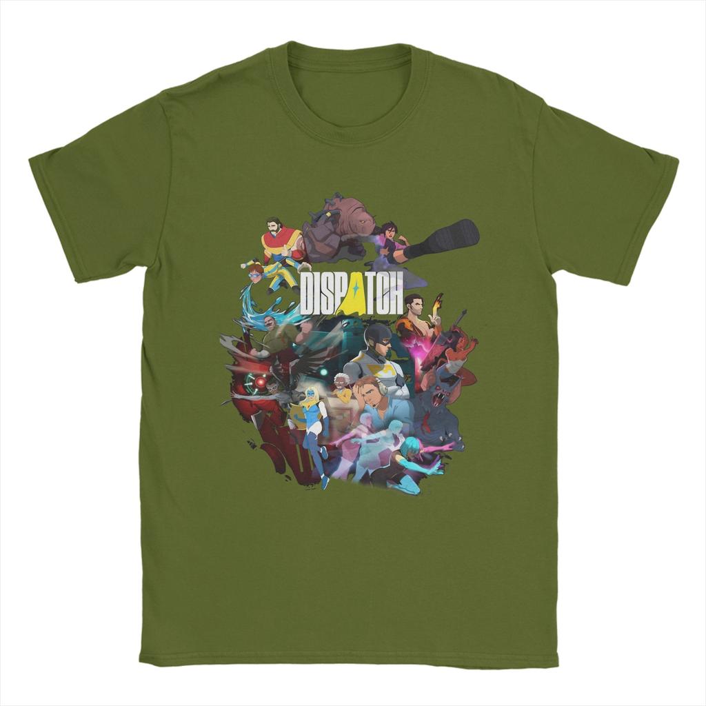 Dispatch Game Character Collage Cotton TShirt For Men Beach Vintage T Shirts O Neck Trending Tees Oversize Custom Logo Tops