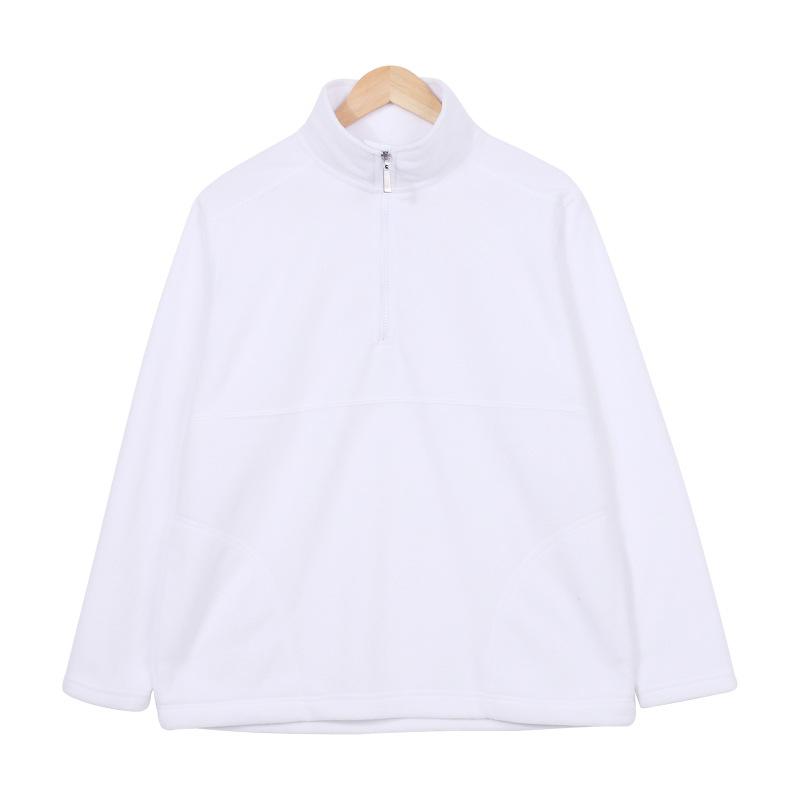 

300 г/м2 флисовая верхняя одежда с застежкой-молнией на половину воротника для мужчин зимние теплые повседневные пальто модная спортивная одежда для пар S белый