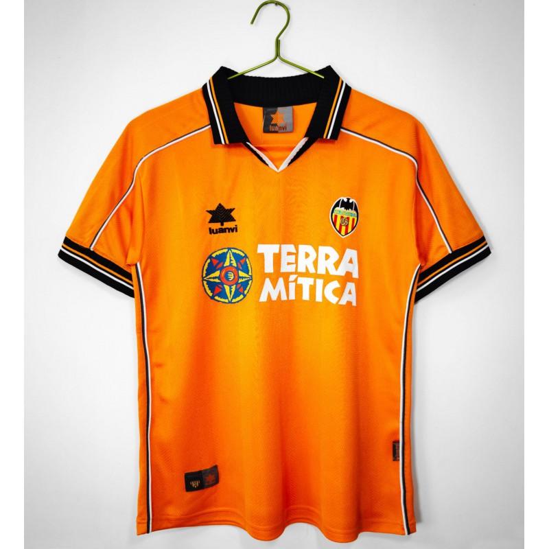 Camisa de Futebol Vintage do Valencia FC Masculina Feminina Manga Curta Top de Futebol Retrô 1999 2000 2006 Uniformes Streetwear Casual