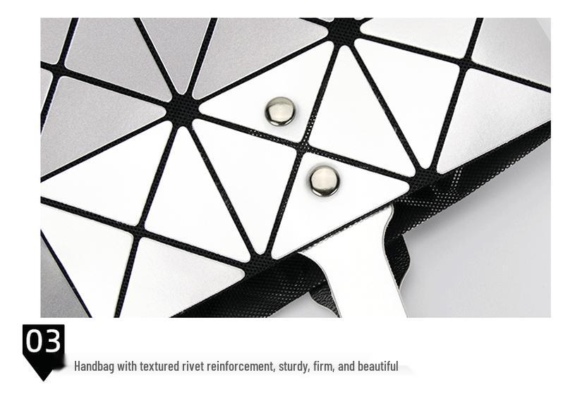 Borsa a mano rombo geometrico lucida: Borsa a tracolla pieghevole alla moda a 6 scomparti per donna.