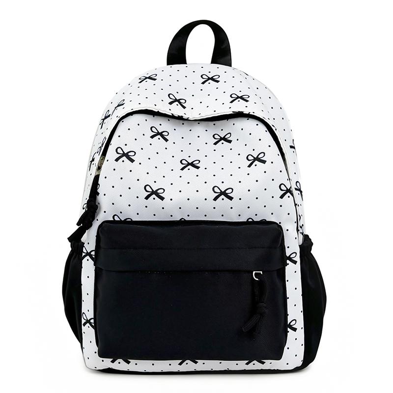 Bow Ctrast Backpack Women's Lightweight School Bag