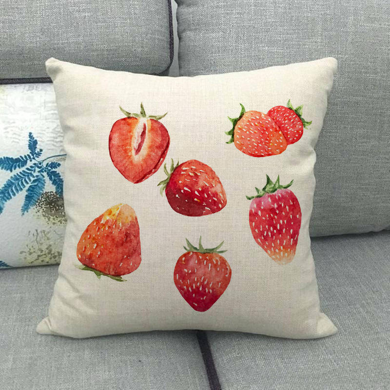 Simple And Colorful Painted Fruits Digital Printing Short Plush Pillow Covers For Car Sofa Office Cushion Cover Home Goods