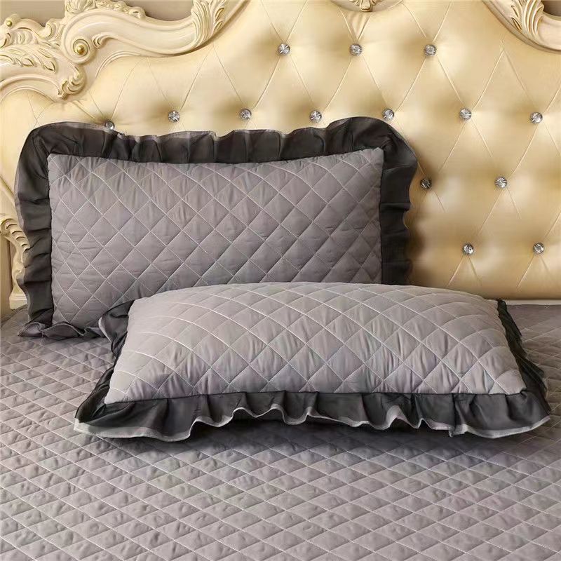 Cotton Pillowcase Lace A Pair of Solid Color Thick Quilted Household Pillowcase Leather Universal Winter