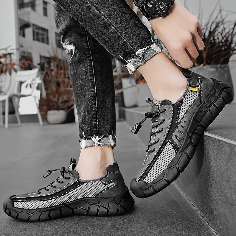 Sneakers Men's 2025 Summer New Hollow Breathable Casual Shoes Mesh Soft Sole Non-slip Versatile One-pedal Men's Shoes