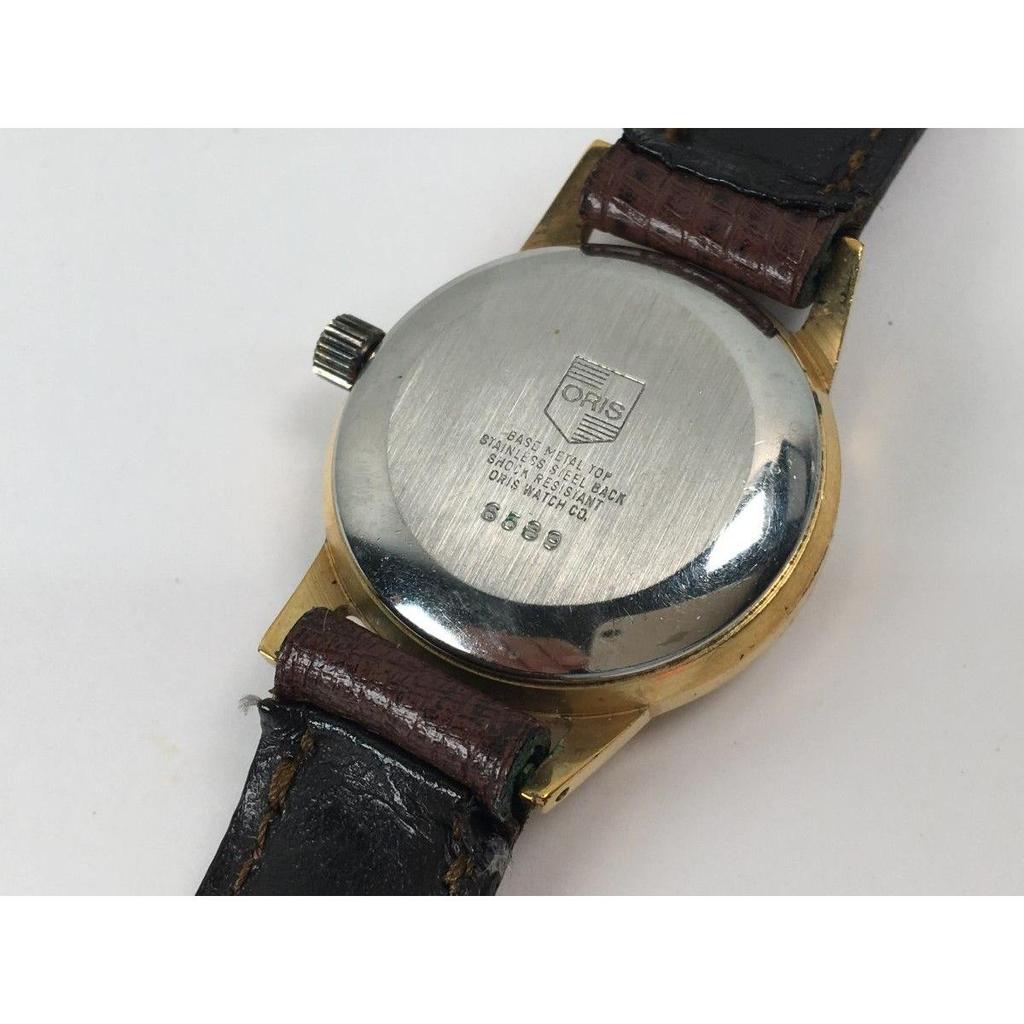Used D1039 Rare Working Item Oris Vintage Manual Winding Men's Watch 6589 Gold Dial
