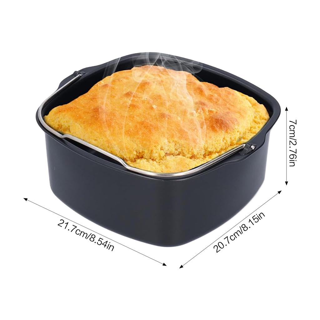 Stampo per Torta Quadrato per Friggitrice ad Aria con Manici Resistente alle Temperature per Cottura e Dolci