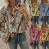 Women's Autumn Peacock Print Loose Button Long Sleeve Shirt