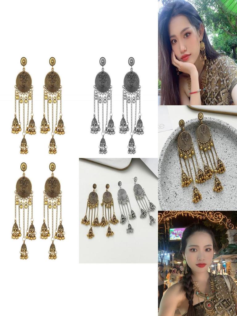 Vintage Geometric Drop Earrings With Rhinestone Accents For Fashionable Women