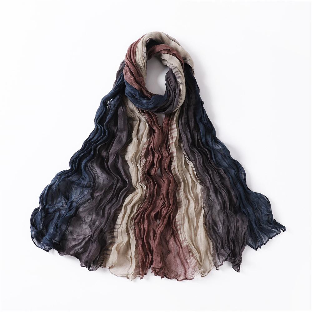 Gradient Voile Crumpled Scarves New Women Scarf Girls Soft Sunscreen Outdoor Breathable Thin Shawl Summer Female Wrap Shawls