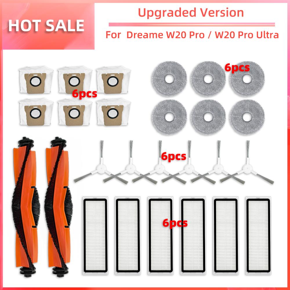 Compatible for Dreame W20 Pro / W20 Pro Ultra Brush HEPA Filter Mop Pad Dust Bag Replacement Spare Parts Accessories