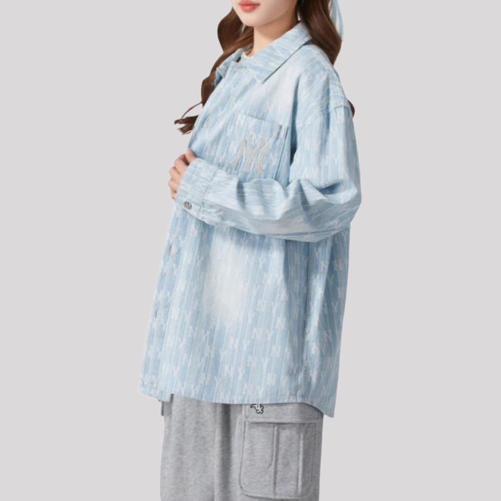 New MLB New York Yankees Old Flower Shirt Unisex Light Blue 3ADRM1051-50BLL