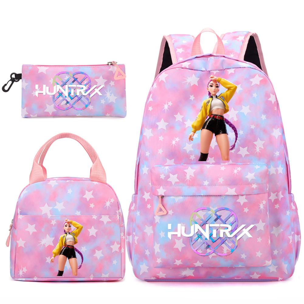 3Pcs/set Cartoon Kpop Printed Backpack Handbag Pencil Case for Teenger Student Girl Boy Schoolbag Bookbag Large Capacity Travel Bag Kid Gift