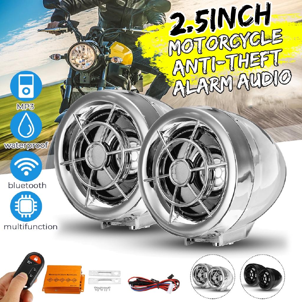 Motorcycle Bluetooth Audio Waterproof Anti-theft Alarm System Speaker FM Radio MP3 Player Music Amplifier Remote Control