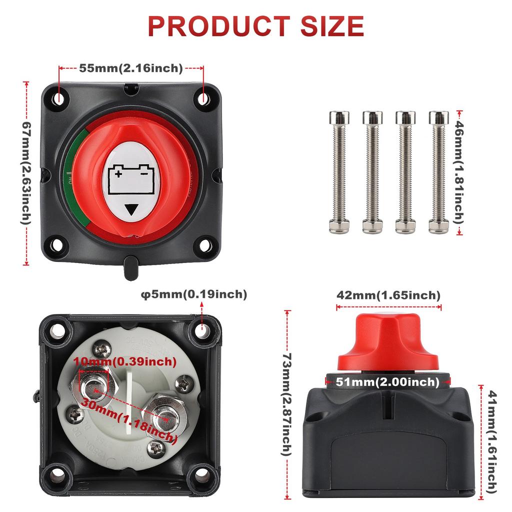 12V 300A Circuit Cutter for Camper Car Auto RV Marine Boat Key Battery Selector Isolator Disconnect Rotary Switch