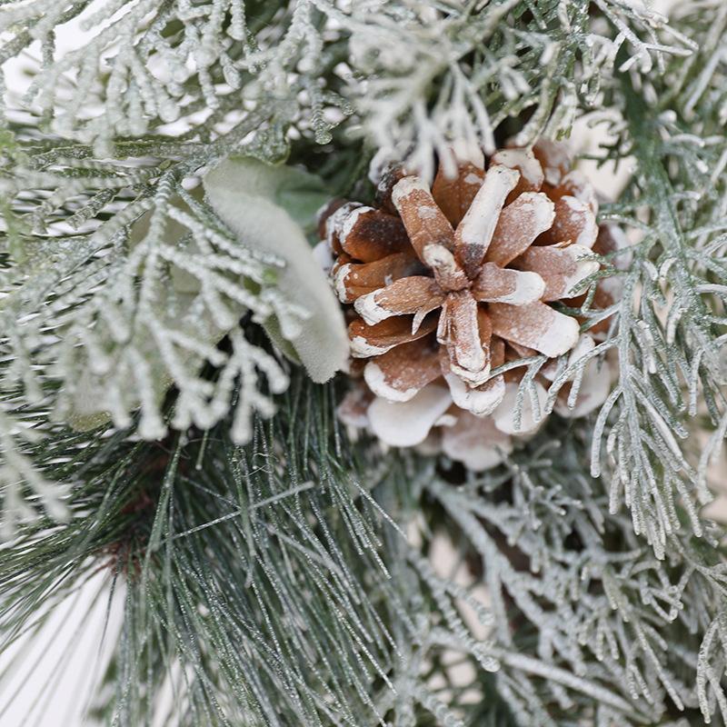 50Cm Pine Needles Mixed with Pine Cones Pe Sheep Ear Leaves Sprayed White Christmas Decorations Simulated Cypress Leaves