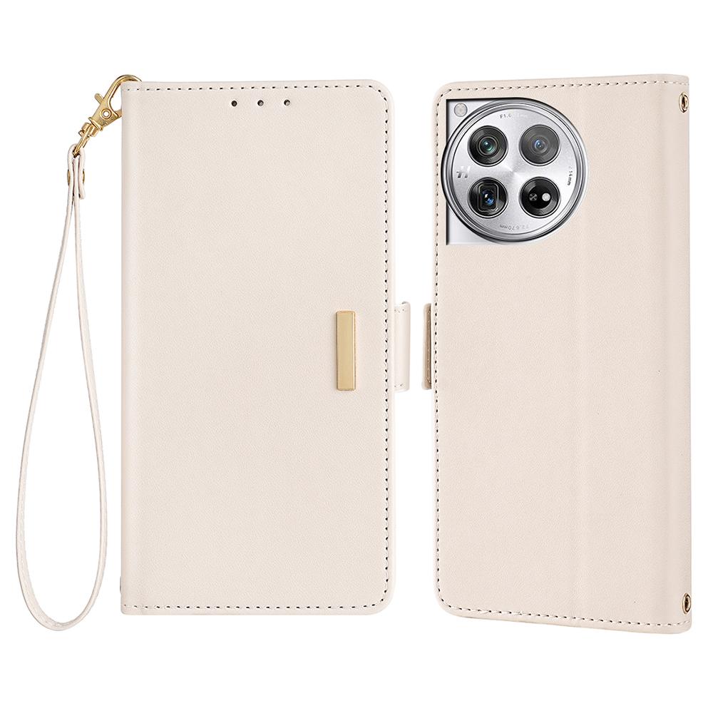 For OnePlus 12 5G Leather Wallet Case RFID Blocking Stand Cover with Hand Strap