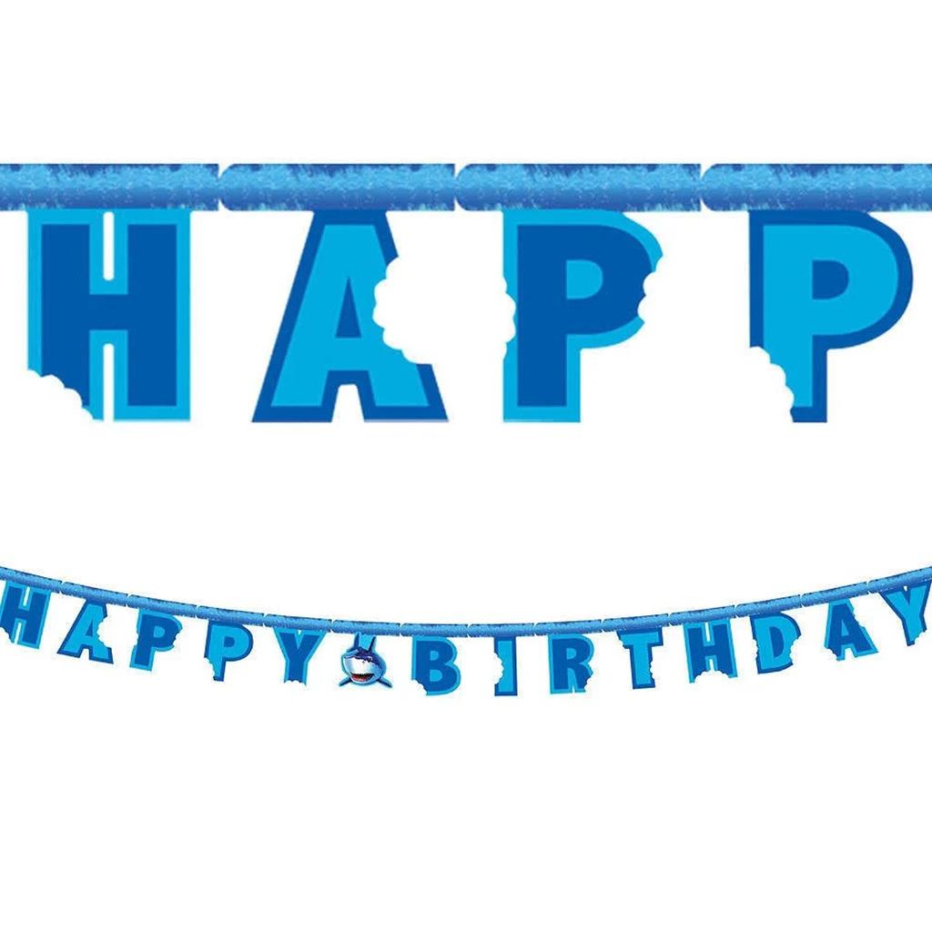 Creative Party Splash Large Shark Happy Birthday Jointed Banner