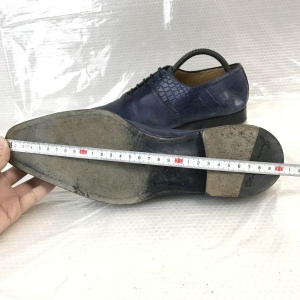 Francesco Benigno Buty Wholecut 7.5 26cm Granatowe Skóra Wytłaczana Krokodyla(UŻYWANY)