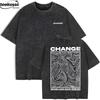 Change Never Look Back Printed Laundry Tshirt Womens Cotton Wide Tshirt Summer Short sleeved Top Casual Oneck Clothing