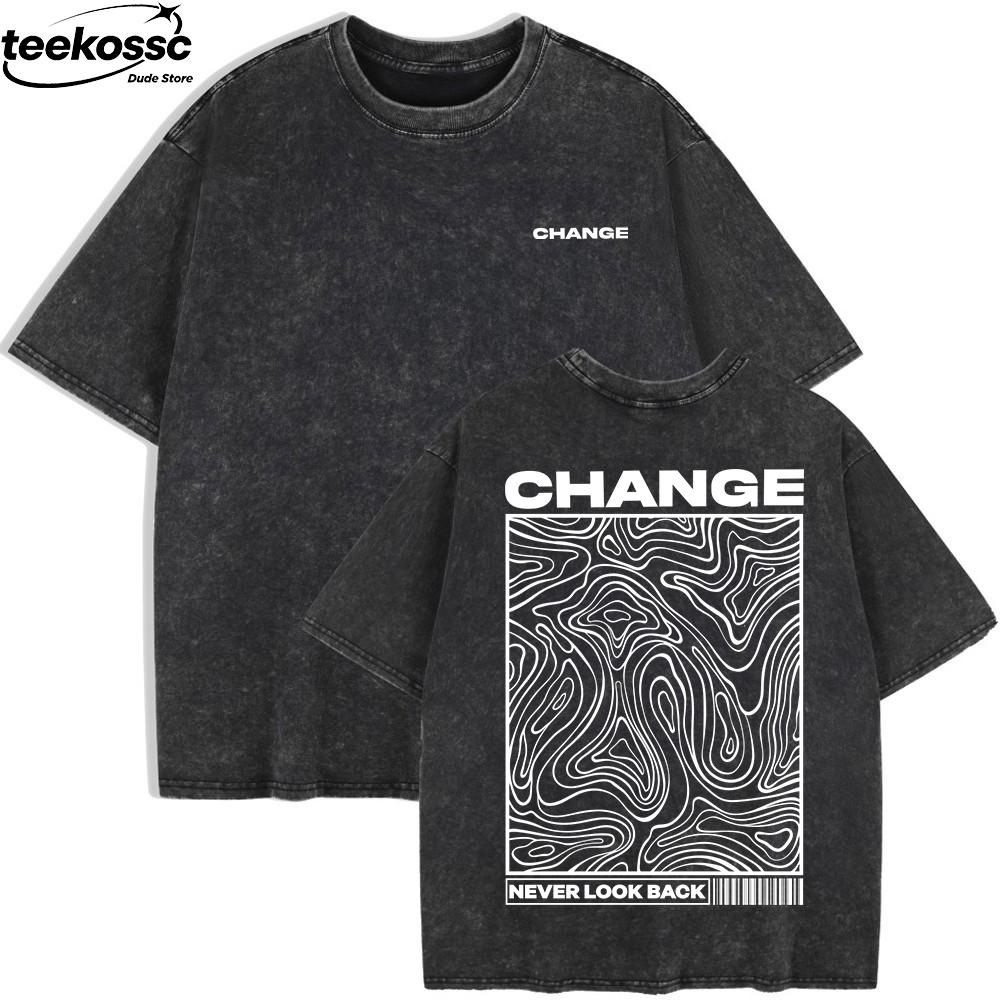 Change Never Look Back Printed Laundry Tshirt Womens Cotton Wide Tshirt Summer Short sleeved Top Casual Oneck Clothing