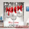 2pcs,Curtains Christmas Baubles Red Bows Popular Fashionable Curtains Durable 100% Polyester Fabric Curtains Decorations
