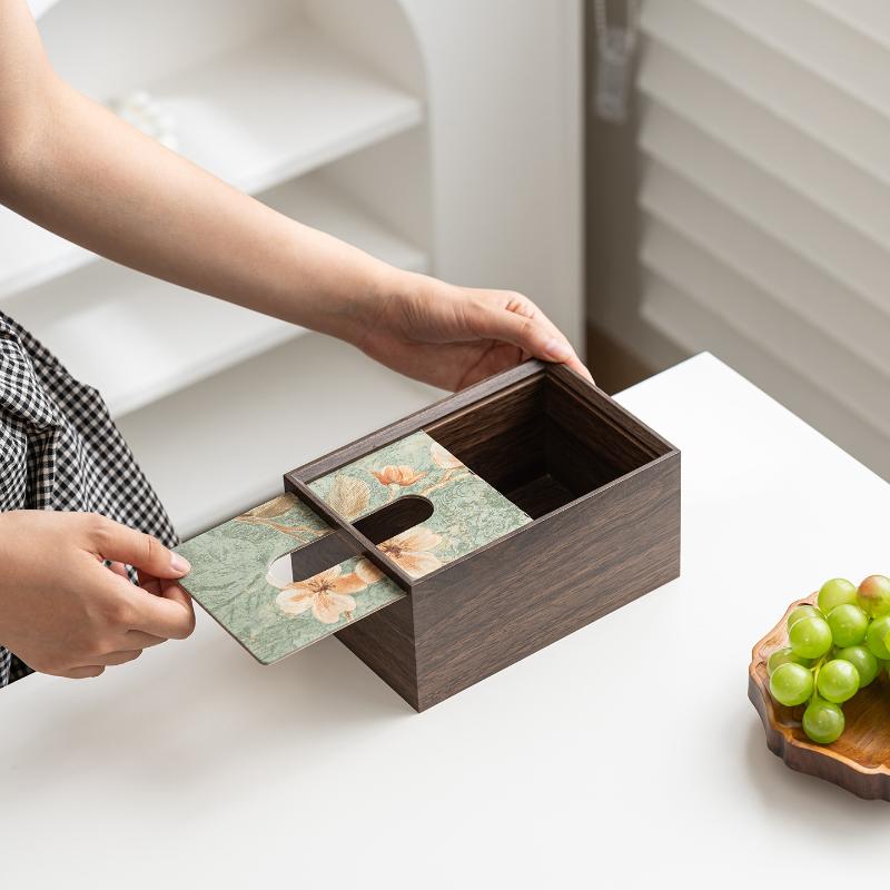 1Pcs Wooden Cherry Blossom Tissue Box Cover Napkin Holder Storage Box Gift-Idea Creative Wood-Made Tissue Box Holder