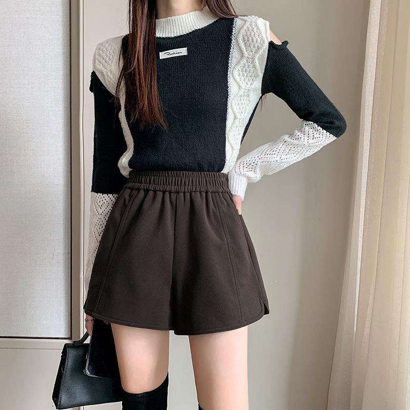 

2025 Autumn/Winter Women s European Style High-Waist Woolen A-Line Skirt to Pair with Boots S кофейный