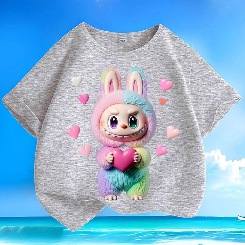Children's Fashionable Pure Cotton Top, Cute Loose T-shirts for Boys and Girls  Summer
