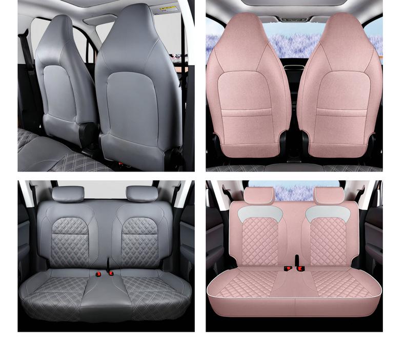 Leapmotor T03 Universal Cartoon Linen Car Seat Cover Set, Full Surround, Four Seasons.