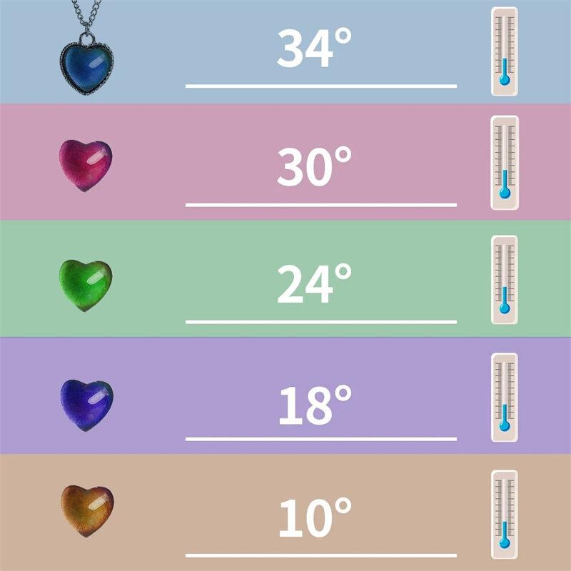 Discoloration Love Pendant Necklace Fashion Women Thermochromic Mood Monitor Heart Pendant Necklaces Stainless Steel Chain Necklaces Jewelry Gift