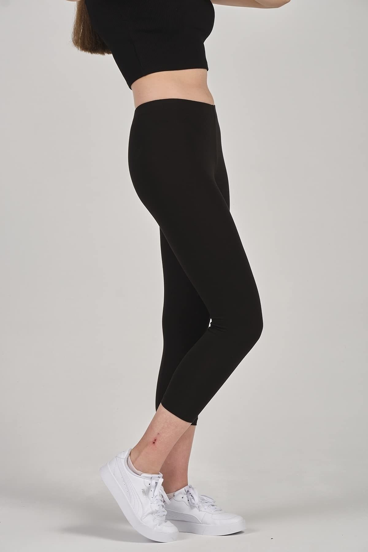 

Women s Style Plus Size Leggings Black Capri Length Cotton Tights 2XL