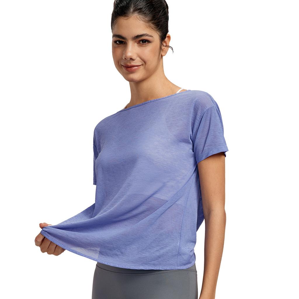 Summer new sports blouse women's thin drape meat-covering yoga blouse sexy back fitness top
