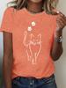 Women's Cat Pattern Round Neck Short Sleeve T-shirt - Summer High-End Feel