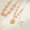 Ocean Wind Dripping Oil Starfish Conch Pendant Necklace, Temperament Baroque Imitation Pearl Collarbone Necklace