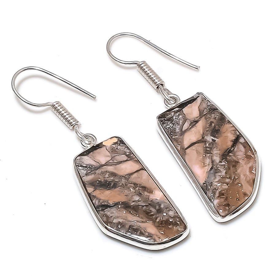 

Серьги ручной работы из стерлингового серебра 925 пробы с натуральным драгоценным камнем Rossita Jasper 1,77 дюйма i1t63