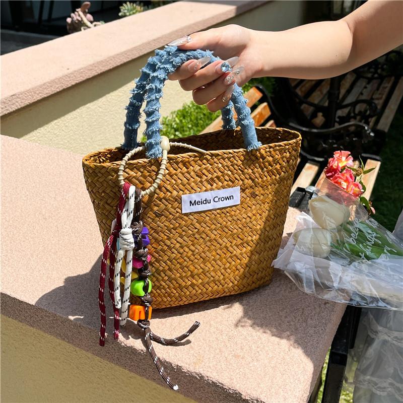 Summer Niche Design Sense Woven Bag Seaside Beach Travel Handbag Fashionable Versatile Bag Women
