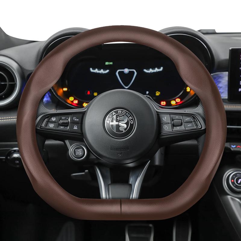 Suitable for Alfa Romeo Ultra-Thin Breathable Leather Steering Wheel Cover Suitable for 159 147 Gt Giulietta Mito Giulia Stelvio