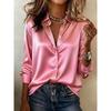Vintage Color-Block Striped Satin Long Sleeve Shirt Women Relaxed Fit Office Casual 2026