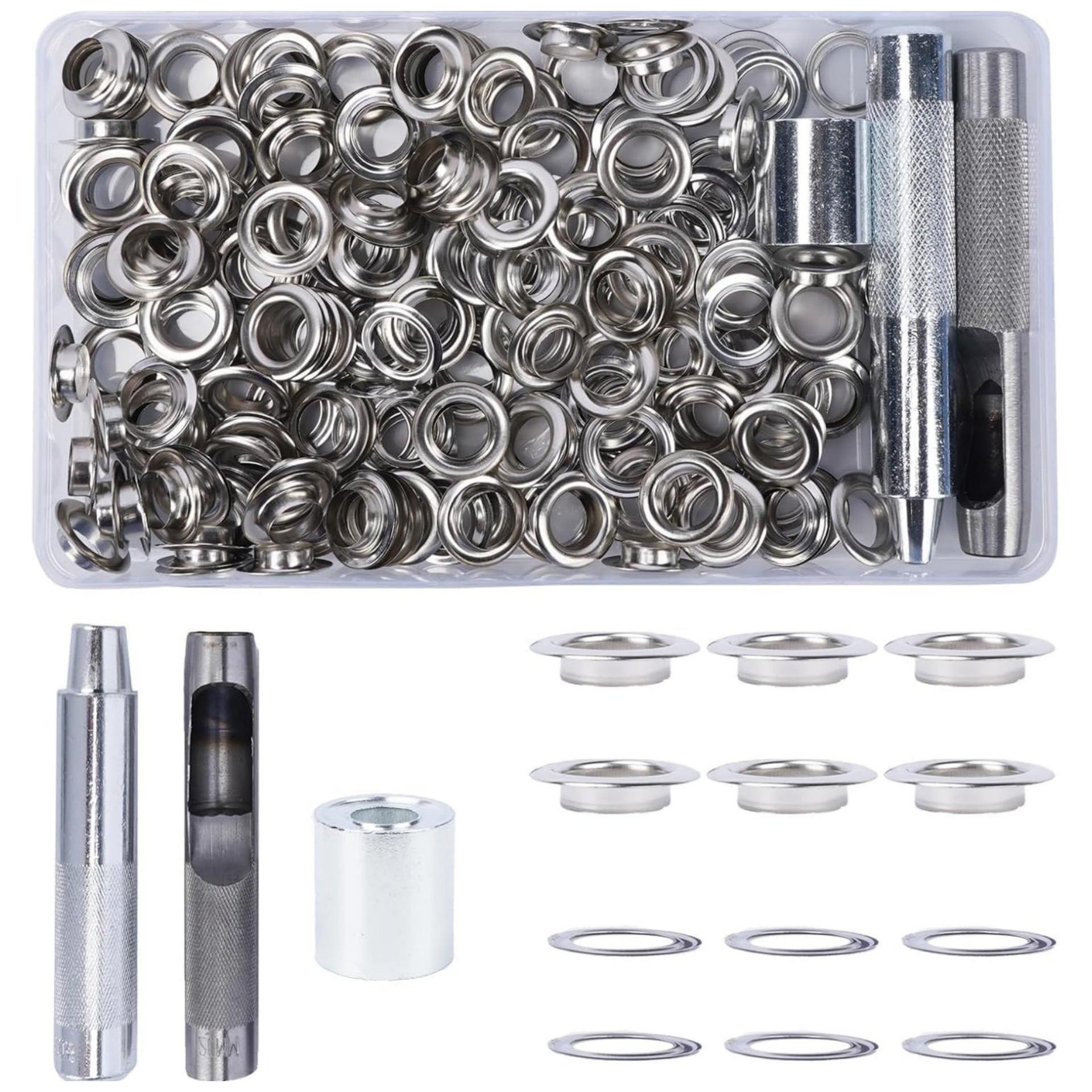 Набор из 100 медных люверсов разного размера с 3 инструментами для установки люверсов и пряжек для тента 100 sets 4mm eyelets + 3 tools