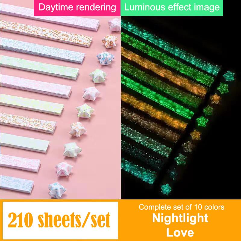 

210 листов светящихся бумажных звезд для оригами, симпатичные складные бумажные полоски в виде счастливой звезды для оригами, бумажные полоски для поделок своими руками, бумажное искусство, ремесла