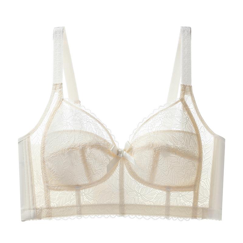 Large chest, small adjustment lace bra with gathered support, anti displacement, high side ratio, no trace inside the accessory breasts
