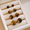 8pcs Boho Vintage Tiger Eye Stone Earrings Set for Women Minimalist Design Coffee Color Geometric Stud Earrings Y2K Jewelry Gift