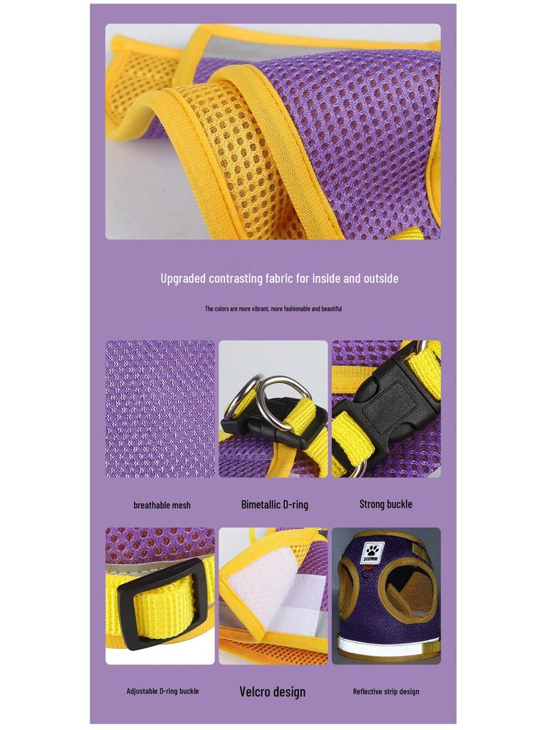 Reflective Breathable Pet Harness for Dogs and Cats - Universal Vest Style Leash