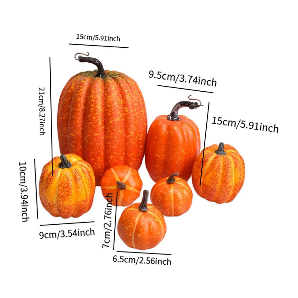 7x Fake Pumpkins Model Small Cute DIY Harvest Decorative Lifelike Fake Foam