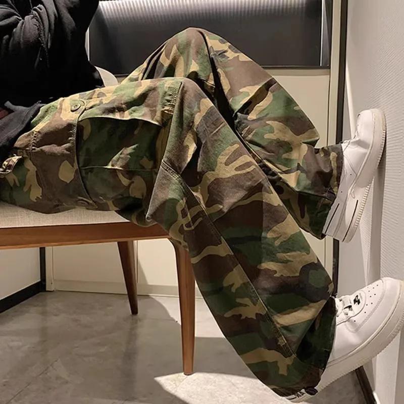 Men's Vintage Work Pants Men's Loose-fit Straight-leg High Street Hip Hop Wide-leg Trousers