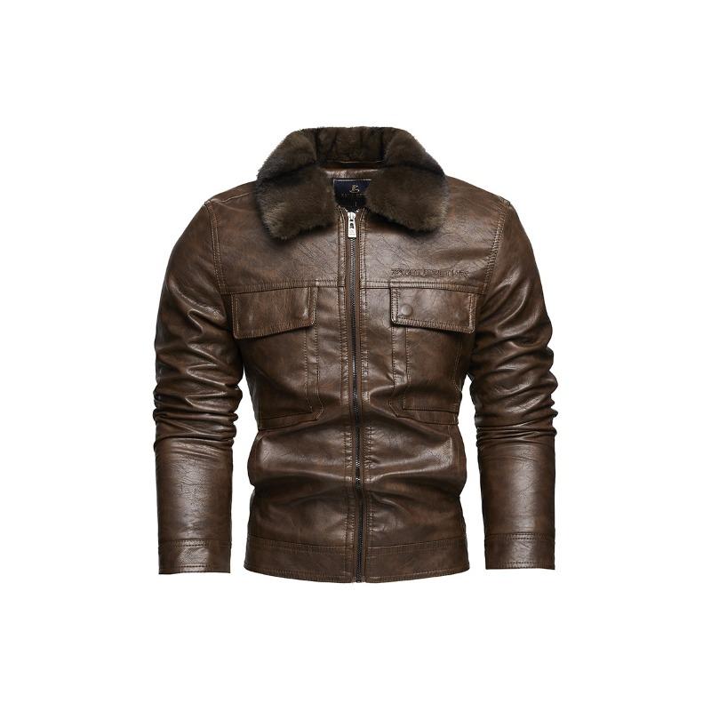 

Осенне-зимняя мужская кожаная куртка со съемными лацканами, модная мужская мотоциклетная кожаная куртка 3XL